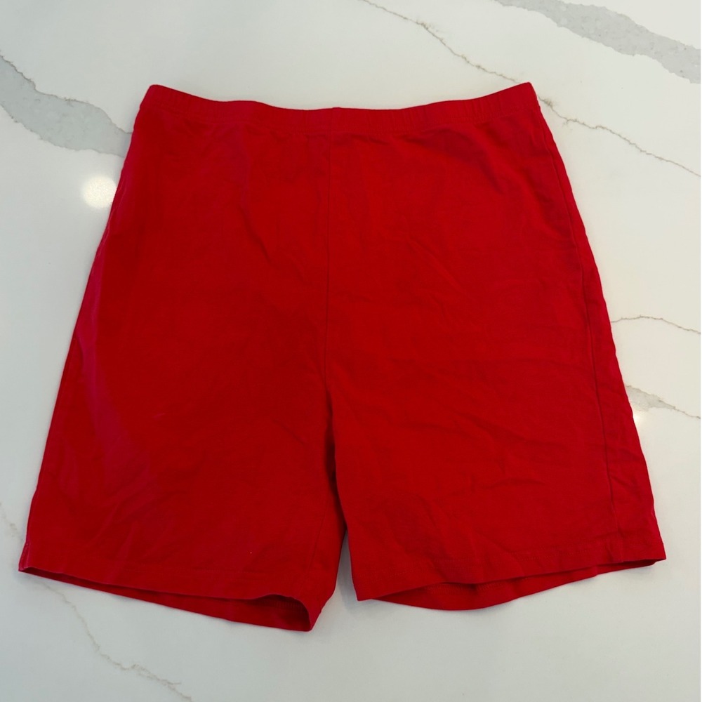 SHEIN Womens Red Cotton Blend High Waisted Biker Shorts Size L